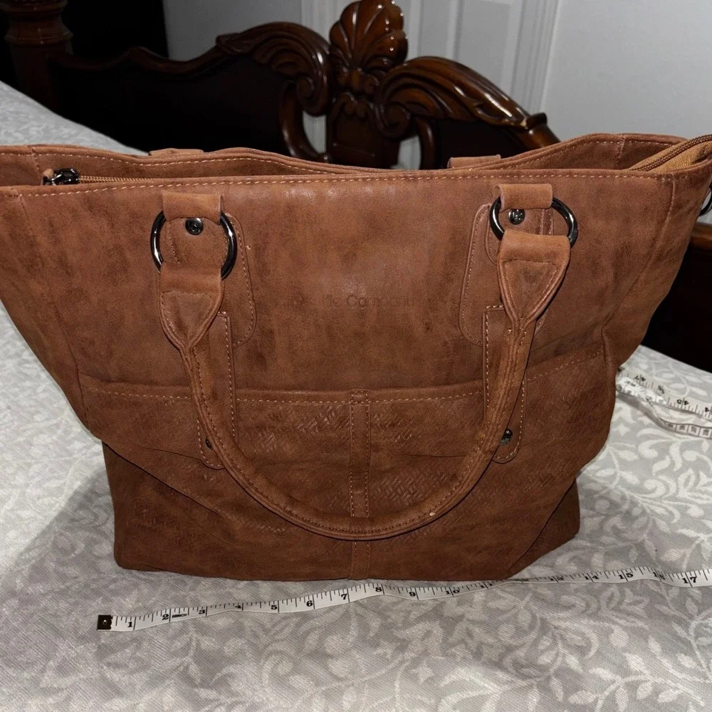 Little‎ Company Vienna Diaper Bag Cognac Brown Vegan Leather Tote baby Lee